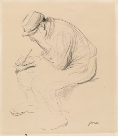 Le Poilu Francuski żołnierz piszący do domu, c. 1900. autorstwa Jean Louis Forain