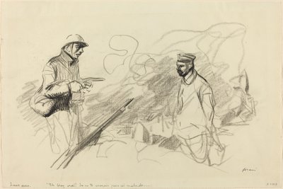 Poilu Odznający żołnierza niemieckiego, prawdopodobnie 1918 r. autorstwa Jean Louis Forain