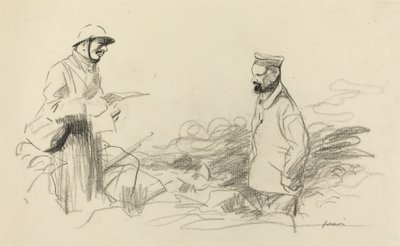 Poilu Odznający żołnierza niemieckiego, prawdopodobnie 1918 r. autorstwa Jean Louis Forain