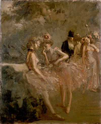 Scena na skrzydłach teatru, ok. 1870-1900 autorstwa Jean Louis Forain