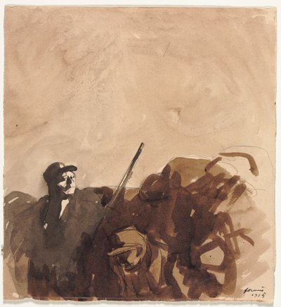 Żołnierz w okopie (rekto) autorstwa Jean Louis Forain