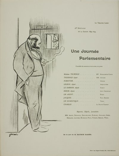 Program teatralny dla Une Journee Parlementaire autorstwa Jean Louis Forain