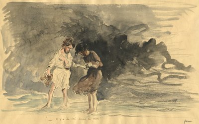 W morzu jest kukurydza!, czwarty kwartał XIX wieku lub pierwszy trzeci kwartał XX wieku. autorstwa Jean Louis Forain