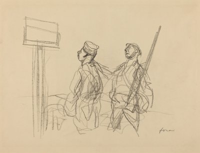 Dwóch żołnierzy patrzących na afisz, prawdopodobnie 1918. autorstwa Jean Louis Forain