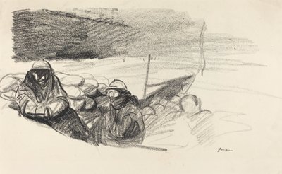Dwóch żołnierzy w okopie, ok. 1930 r. 19141919. autorstwa Jean Louis Forain