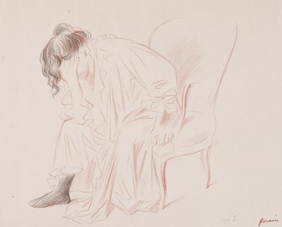 Kobieta w pozycji siedzącej. autorstwa Jean Louis Forain