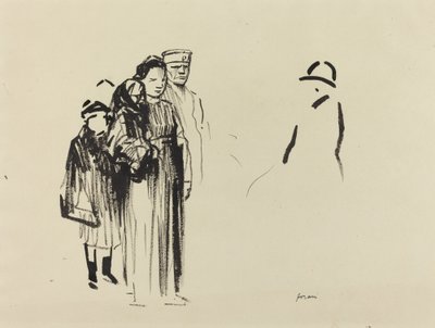 Kobieta i dwoje dzieci z niemieckimi żołnierzami, ok. 1930 r. 19141919. autorstwa Jean Louis Forain
