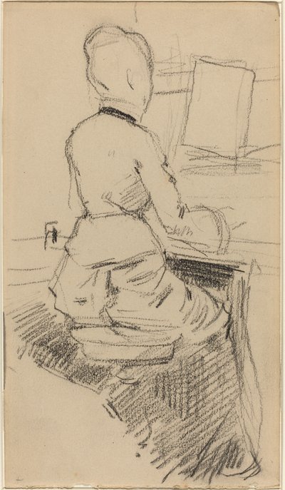 Młoda kobieta siedząca przy fortepianie [recto], ok. 1930 r. 1890. autorstwa Jean Louis Forain