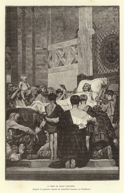 La Mort de Sainte Genevieve. Śmierć św Genevieve, c512 (rycina) autorstwa Jean Louis Hamon