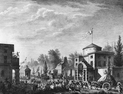 Rewolucja Francuska: Bezpłatny wjazd przez barierę Paryża 1 maja autorstwa Jean Louis II (after) Prieur