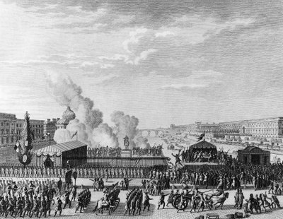 Rewolucja Francuska: Wolontariusze w Pont Neuf w Paryżu, 22 lipca autorstwa Jean Louis II (after) Prieur