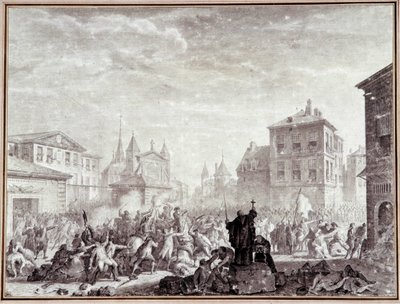 Rewolucja Francuska: „”Masakra patriotów w Montauban autorstwa Jean Louis the Younger Prieur