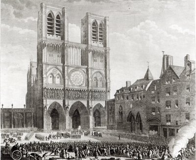 Thomas de Mahy (1744-90) markiz Favras dokonujący honorowych zadośćuczynienia przed Notre-Dame, ryty przez Pierre Gabriela Berthault (1737-1831) 1790 autorstwa Jean Louis the Younger Prieur