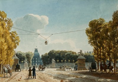 Widok Tuileries z Pól Elizejskich, autorstwa Jean Lubin Vauzelle