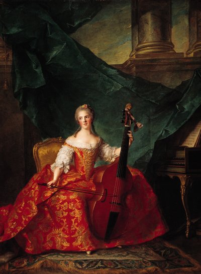 Madame Henriette de France (1727-52) w kostiumie dworskim grająca na altówce basowej, 1754 autorstwa Jean Marc Nattier