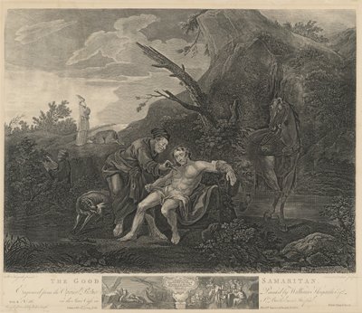 Dobry Samarytanin autorstwa Jean Marie Delatre and Simon Francois Ravenet I after William Hogarth