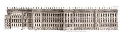 Luwr w Paryżu, projekt Gian Lorenzo Bernini: elewacja głównej fasady zwróconej w stronę Sekwany - Z „”Architecture francoise”” autorstwa Jacques-Francois Blondel - elewacja de la principale fronte cote Seine - projekt Bernina - grawer Jean Marot autorstwa Jean Marot