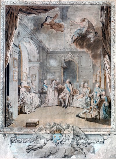 Mme Louise żegna się z synem, 1772 autorstwa Jean Michel the Younger Moreau