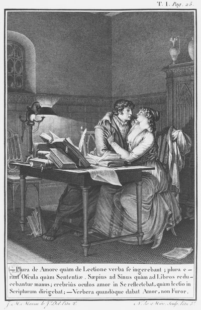 Heloiza i Abelard w swoim gabinecie, ilustracja z "Lettres d