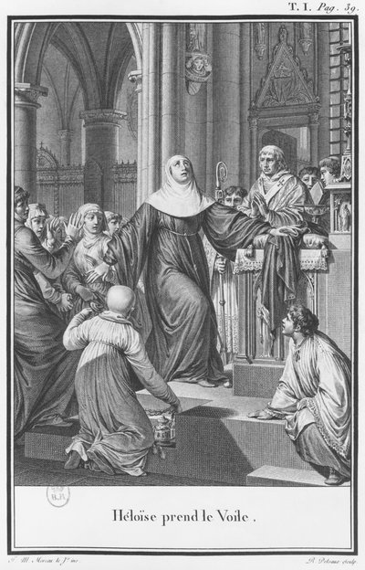Heloise biorąca zasłonę, ilustracja z „Lettres d