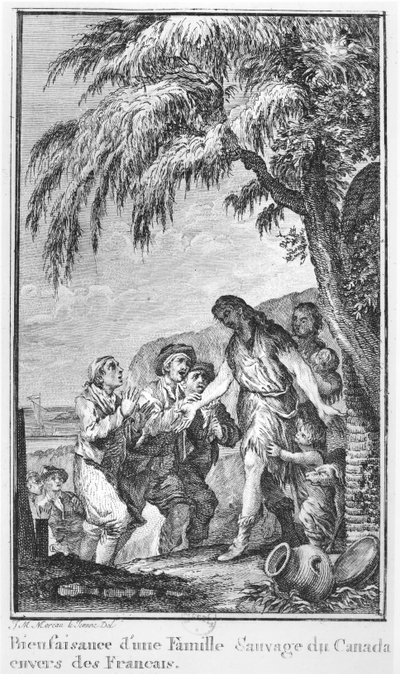 د ایبي ګیلوم رینل (1713-96) پولی لخوا د دوه هندیانو فلسفي او سیاسي تاریخ څخه بیلګه autorstwa Jean Michel the Younger Moreau