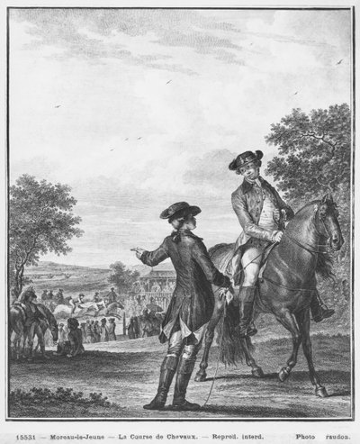 Wyścig konny, wyryty przez Heinricha Guttenberga (1749-1818) ok. 1777 autorstwa Jean Michel the Younger Moreau