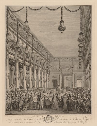 Uczta królewska w Hôtel de Ville, 21 stycznia 1782 r. autorstwa Jean Michel the Younger Moreau