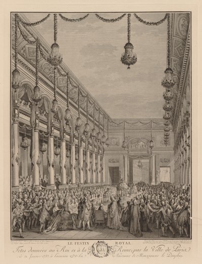 Uczta królewska w Hôtel de Ville, 21 stycznia 1782 r. autorstwa Jean Michel the Younger Moreau