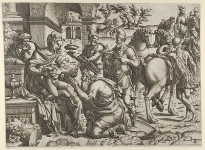 Adoracja Trzech Króli, ca. 1545. autorstwa Jean Mignon