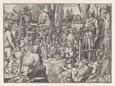 Głoszenie św. Jana na pustyni, 1535-55. autorstwa Jean Mignon