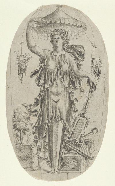Termin w postaci kobiety z instrumentem muzycznym, 1535-55. autorstwa Jean Mignon