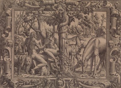 Kuszenie Ewy, 1535-55. autorstwa Jean Mignon