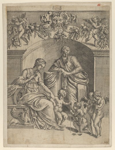 Matka Boska z Dzieciątkiem Jezus adorowana przez św. Jana, 1543. autorstwa Jean Mignon