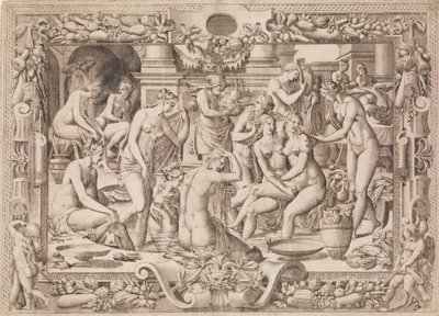 Kąpiel kobiet, 1535-55. autorstwa Jean Mignon