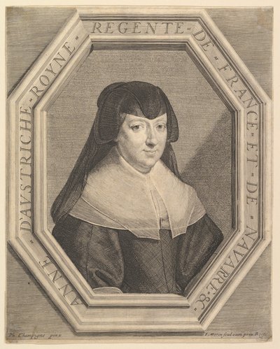 Anna Austriaczka, królowa Francji, w sukni żałobnej. autorstwa Jean Morin
