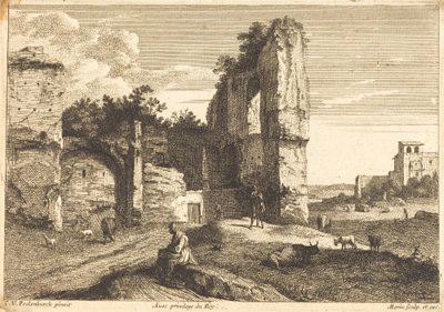 Stara kobieta w pozycji siedzącej autorstwa Jean Morin after Cornelis van Poelenburch