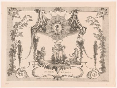Projekt do boazerii z dziećmi przy fontannie Les Enfans de Momus (tytuł na obiekcie) Twórczość Antoine Watteau (tytuł serii) L