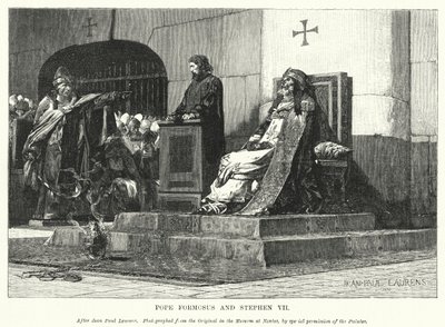 Papież Formozus i Stefan VII (rycina) autorstwa Jean Paul (after) Laurens