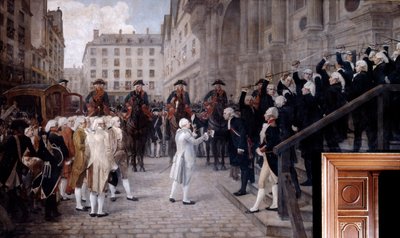 Ludwik XVI przyjęty przez nowego burmistrza Paryża, 17 lipca 1789, XIX i XX w. autorstwa Jean Paul Laurens
