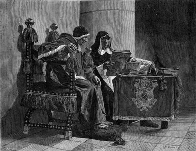Papież i Inkwizytor mówi również „Sixte IV (1471-1484) i Tomas de Torquemada (1420-1498)”” grawerowanie według obrazu Jana Pawła Laurensa (1838-1921) autorstwa Jean Paul Laurens