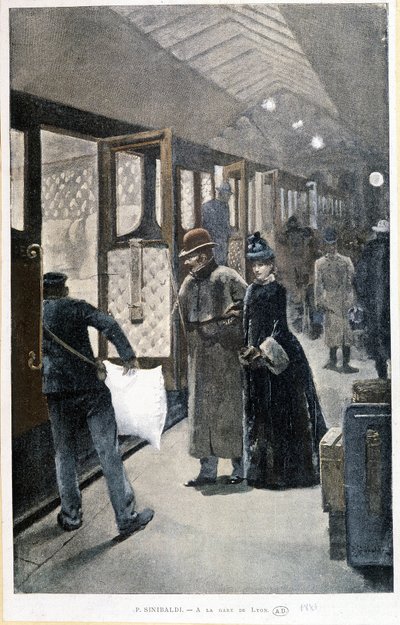 Wyjazd na nocny pociąg na Gare de Lyon - rysunek Sinibaldi autorstwa Jean Paul Sinibaldi