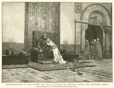 Ekskomunika króla Francji Roberta Pobożnego za zawarcie małżeństwa w zakazanych granicach autorstwa Jean Paul Laurens
