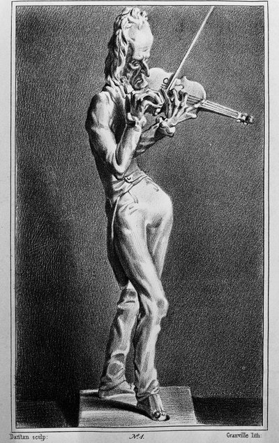 Niccolo Paganini (1782-1840), włoski skrzypek i kompozytor. Karykatura po rzeźbie Jeana Pierre