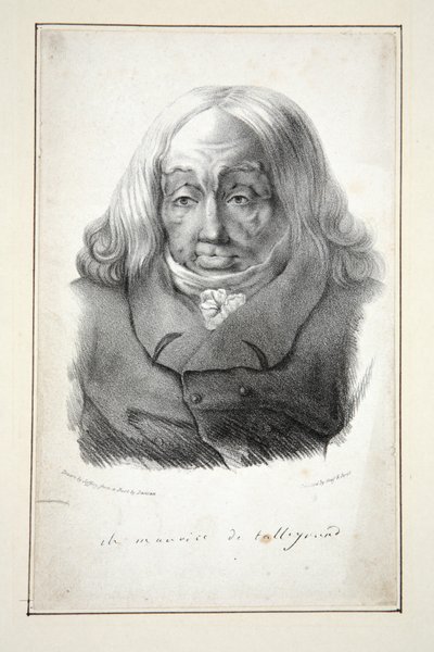 Portret Talleyranda, lat 79, wyd. 1835 (grafika) autorstwa Jean Pierre (after) Dantan
