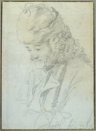 Wolter (1694-1778) na starość, 1769 (kredka na papierze) autorstwa Jean Pierre Houel