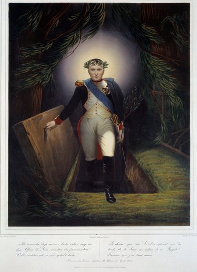 Portret u stóp Napoleona I (1769 - 1821) z jego grobowca. Jean Jacques Werner (1791-1849) i Jean Pierre Marie Jazet (1788-1871) autorstwa Jean Pierre Marie Jazet