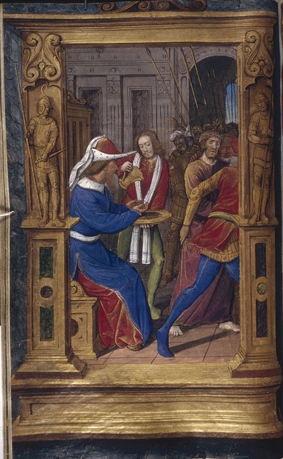 Piłat myje ręce z Bastard Letters, ok. 1490-1510 autorstwa Jean Poyet