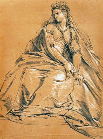 Aktorka Adrienne Lecouvreur (1692-1730) w roli tytułowej w Andromaku, Jean Racine (1639-1699), rysunek, Francja autorstwa Jean Racine