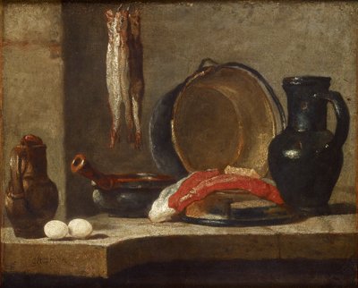 Martwa natura z przyborów kuchennych, c1733-1734 autorstwa Jean Baptiste Simeon Chardin