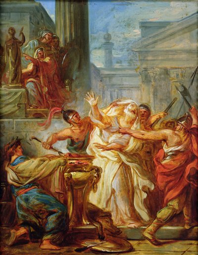 Eleazar odmawia jedzenia wieprzowiny autorstwa Jean Simon Berthelemy